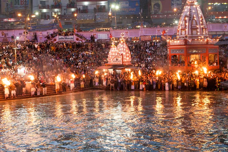 Valuing Water - veneration of river Ganga through evening 'aarti' at her banks in Haridwar, Uttarakhand